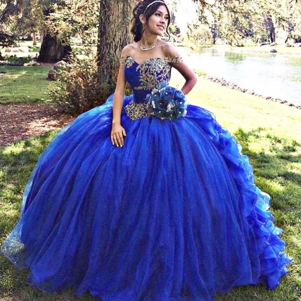 Платье для величественного бала синий милое платье Кинсеаньера сзади Свадебное платье с оборками на шнуровке, расшитые бисером; Пышное