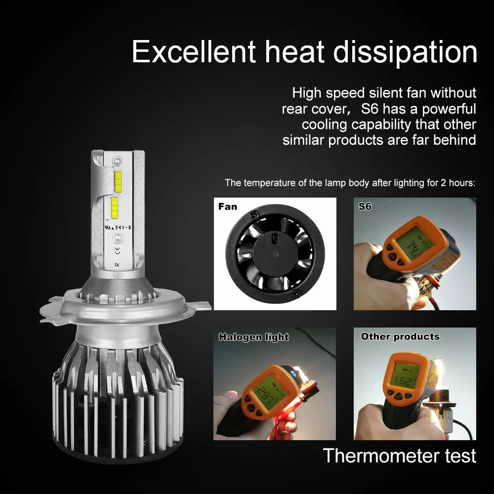 SCANDIAG H4(9003/HB2) 7600LM светодио дный фар лампы Conversion Kit. Здравствуйте/Lo луч фары фара замена, 6000 К W Здравствуйте te-1 пара