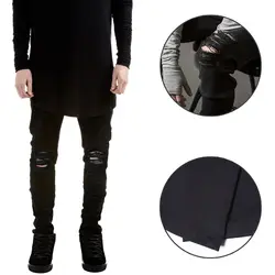 Для мужчин S Джинсы для женщин уничтожены Stretch Slim Fit хоп Брюки для девочек с отверстиями для Для мужчин