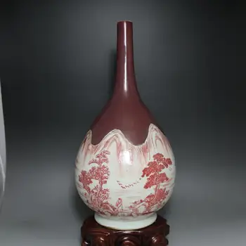 

Antique Chinese porcelain vase,Festival red glaze andscapes bottle,Home Decoration collection & adornment,Free shipping
