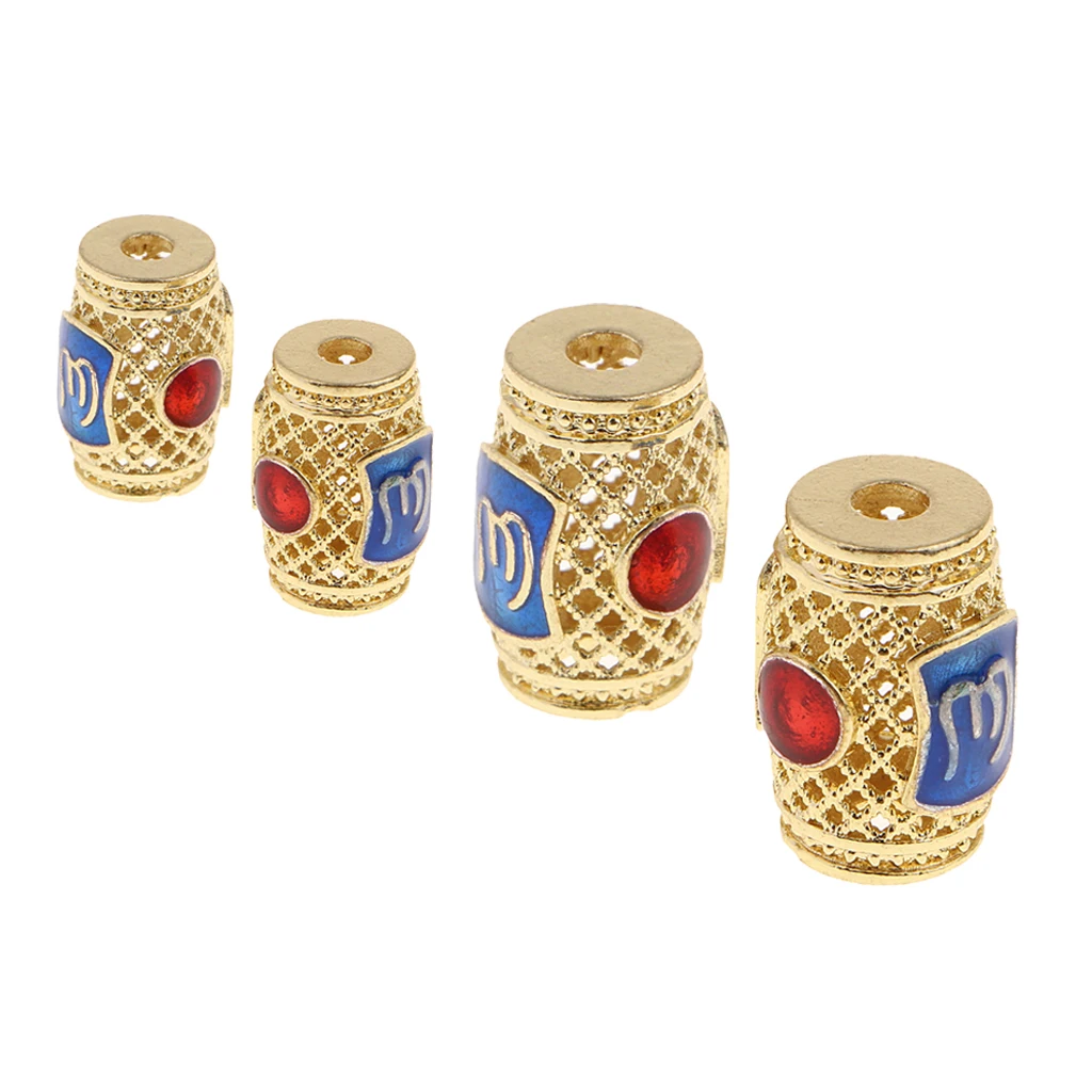 2 Pcs Delicate Enamel Barrel Beads Large Hole 2mm 4mm Round Loose Beads Spacer Charms for Handmade Jewelry Making and Crafting