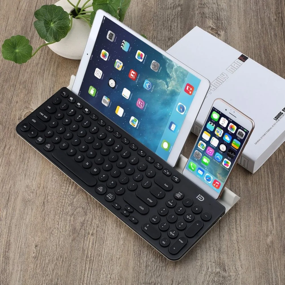 

FD IK6650 Fashion Multi-Platform Wireless Bluetooth Keyboard With 96 Keys and Tablet Stand for Smart Phone PC Tablet Portable