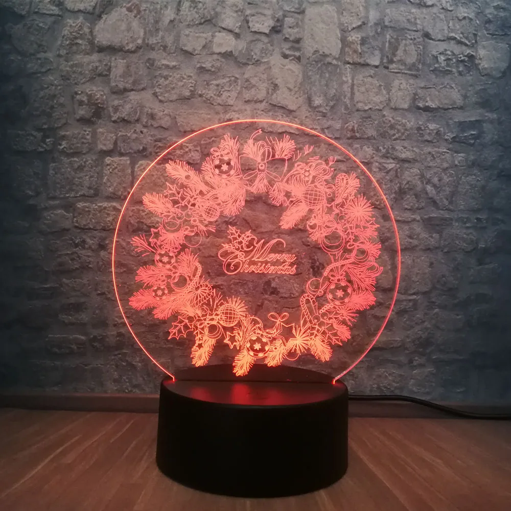 Счастливого Рождества светодиодный 3d-ночник Иллюзия атмосферу RGB освещение 7 цветов изменить настольная лампа прекрасный подарок для девочки домашний декор