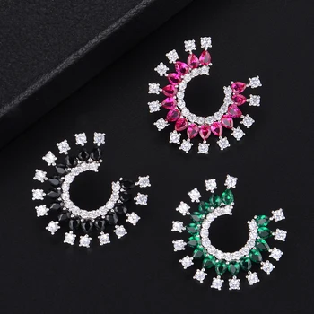 

SISCATHY Luxury Fireworks Trendy Stud Earrings for Women Fashion Engagement Clear CZ Stone Party Jewelry pendientes mujer moda