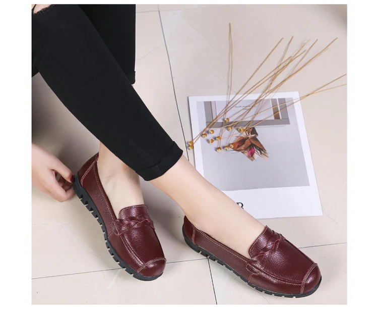 AH 2669-2019 Spring Autumn Women Flat Shoes Genuine Leather Woman Shoe-17