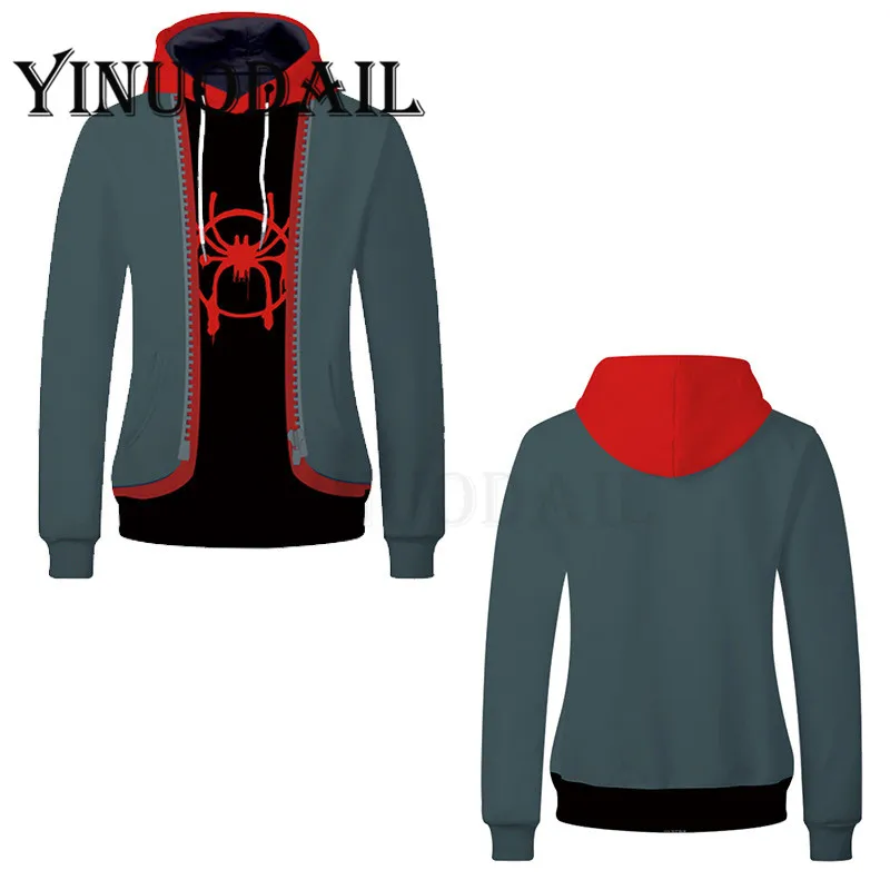 

Fans Wear 2019 Anime Hoodies Spiderman Unisex Pullover Hoodies Harajuku Hoodie Spider-man Into The Spider Verse Cosplay Hoodie