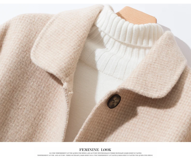 Wool Coat Women Spring Autumn high quality Double-sided Cashmere Jacket Long sleeve Casual plus size Short Coats