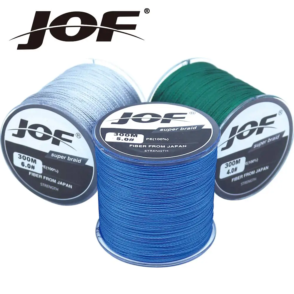 JOF خيط صنارة الصيد 300 M 4 السواحل 100% PE 4 مزين خيط صنارة الصيد 10-150LB الطاقة المتعددة الشعيرات خط