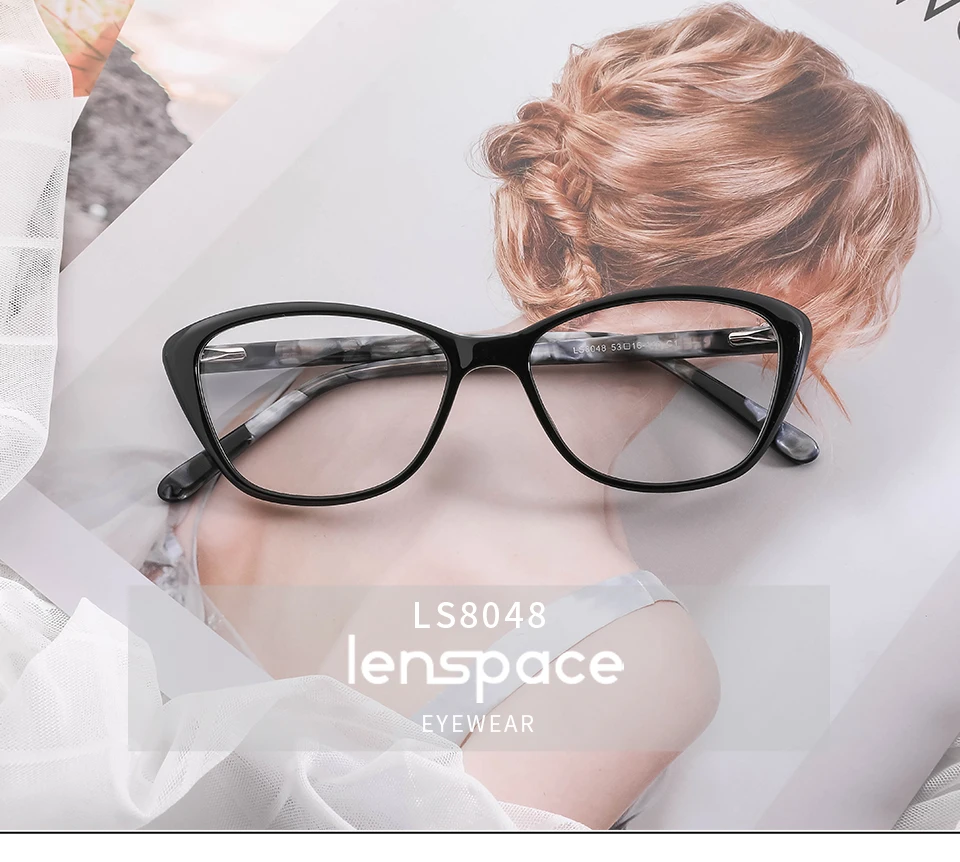 Lenspace ацетат кошачий глаз очки оправа женские брендовые дизайнерские оптические очки женские от близорукости, по рецепту очки