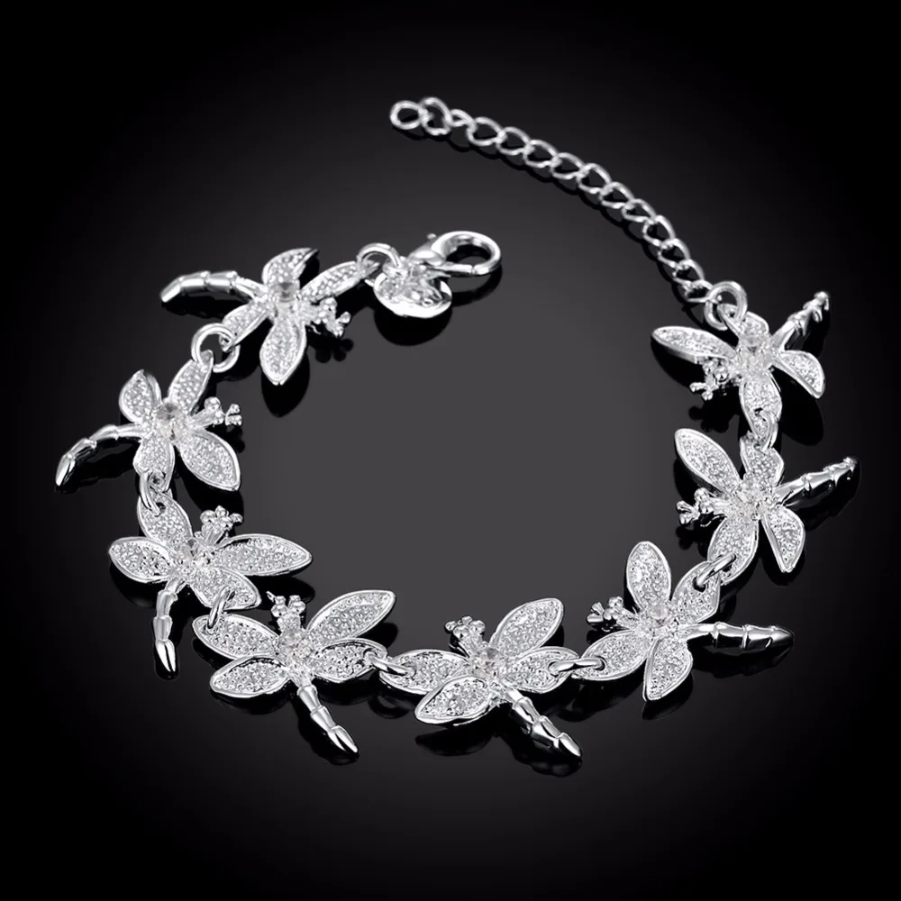 925 Silver dragonfly bracelet with clear zircon women ladies fashion adjustable crystal animal bracelets parure bijoux femme 925 Silver dragonfly bracelet with clear zircon women ladies fashion adjustable crystal animal bracelets parure bijoux femme