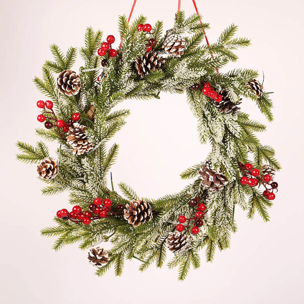 

Christmas Wreaths Pine Cones Colored Balls ChristmasParty Decor Garlands Door