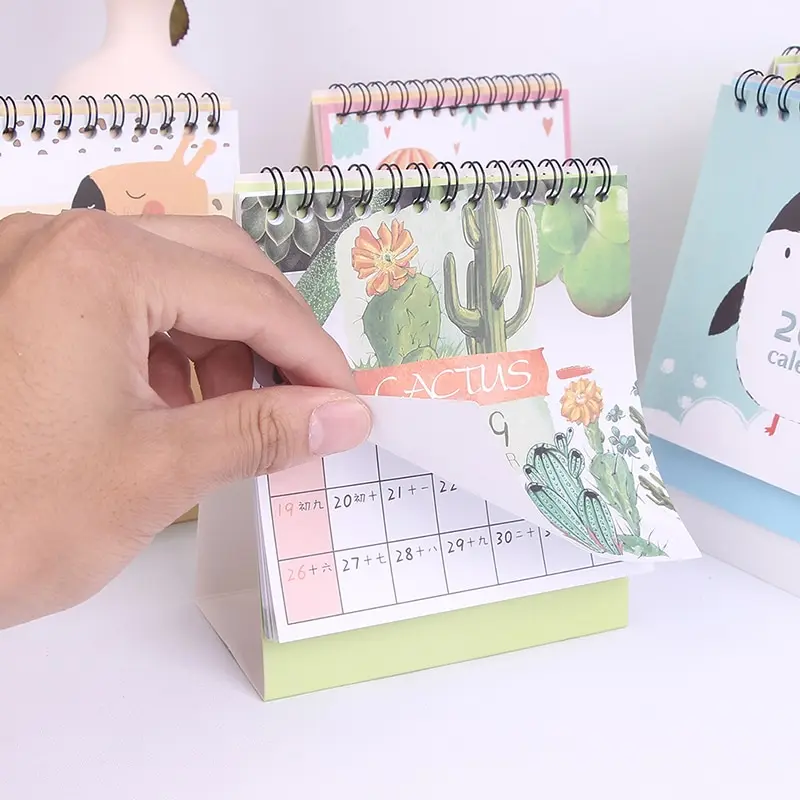 

2019 Cartoon Cat Girls Calendar Desktop Standing Daily Scheduler Agenda Organizer 14 Cm*6 Cm*12 Cm