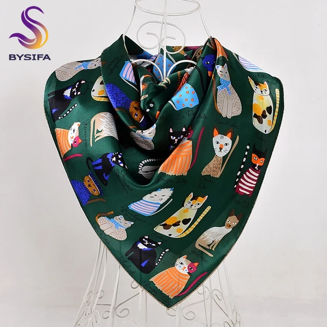 Cheap BYSIFA Green Scarves New Design Cartoon Cats Women Children Square Silk Scarf 90*90cm Spring Autumn Winter Cute Silk Scarf Shawl Cheap BYSIFA Green Scarves New Design Cartoon Cats Women Children Square Silk Scarf 90*90cm Spring Autumn Winter Cute Silk Scarf Shawl
