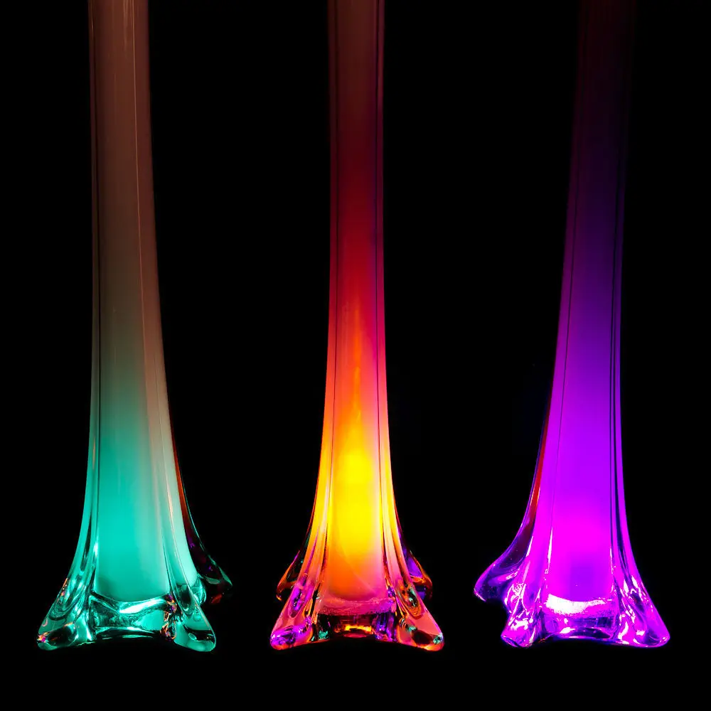 Floralytes 3 Teal Amber Purple China in Use Eiffel Tower Vases