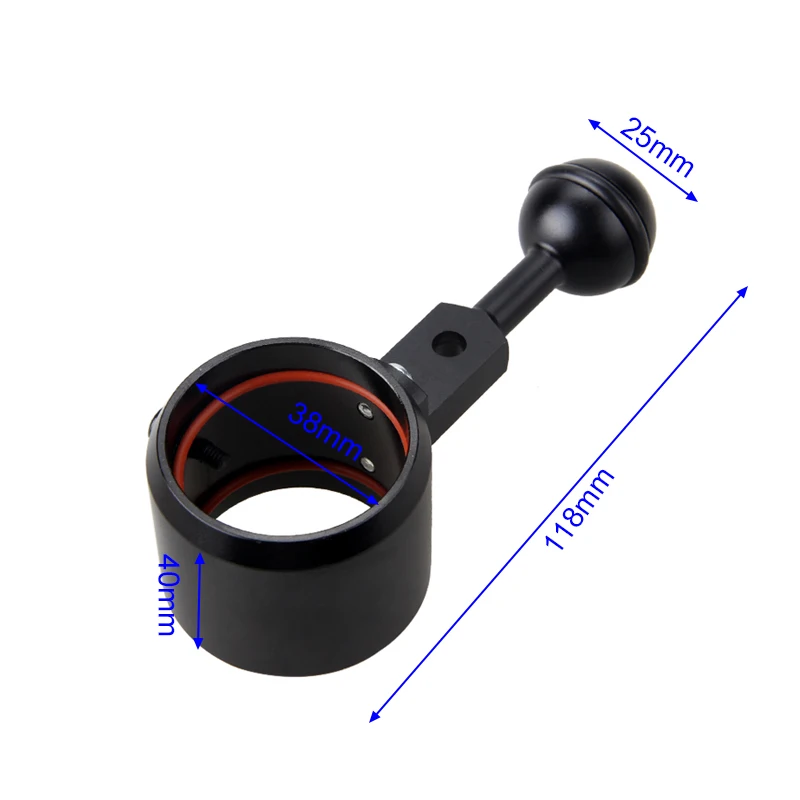 24 мм/30 мм универсальный шаровой шарнир Кронштейн для плавучести заполняющий светильник держатель лампы электрический фонарик для дайвинга крепление - Цвет: 38MM