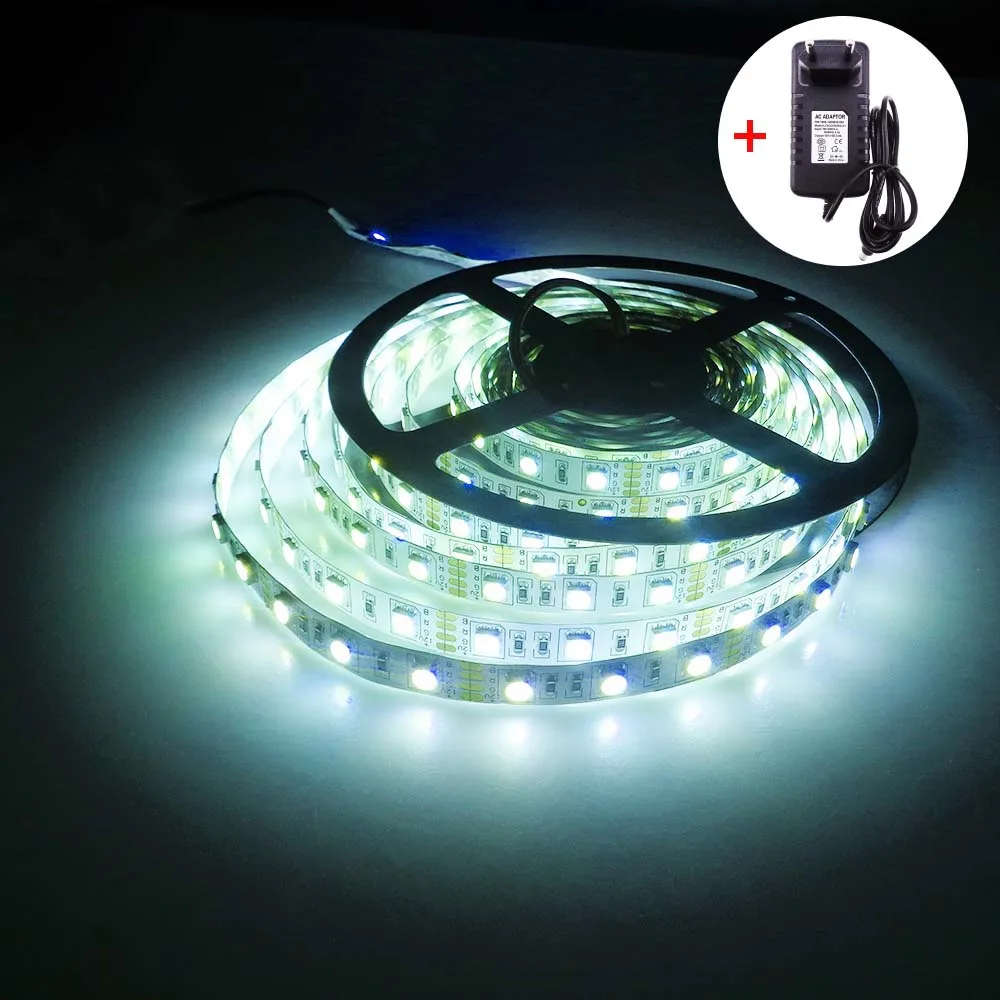 Светодиодная лента 5050 комплект 5 м 300 светодиодный ip20 SMD светильник DC12V RGB с 44Key RGB контроллер и 3а адаптер питания красный ww синий белый JQ - Испускаемый цвет: White and power