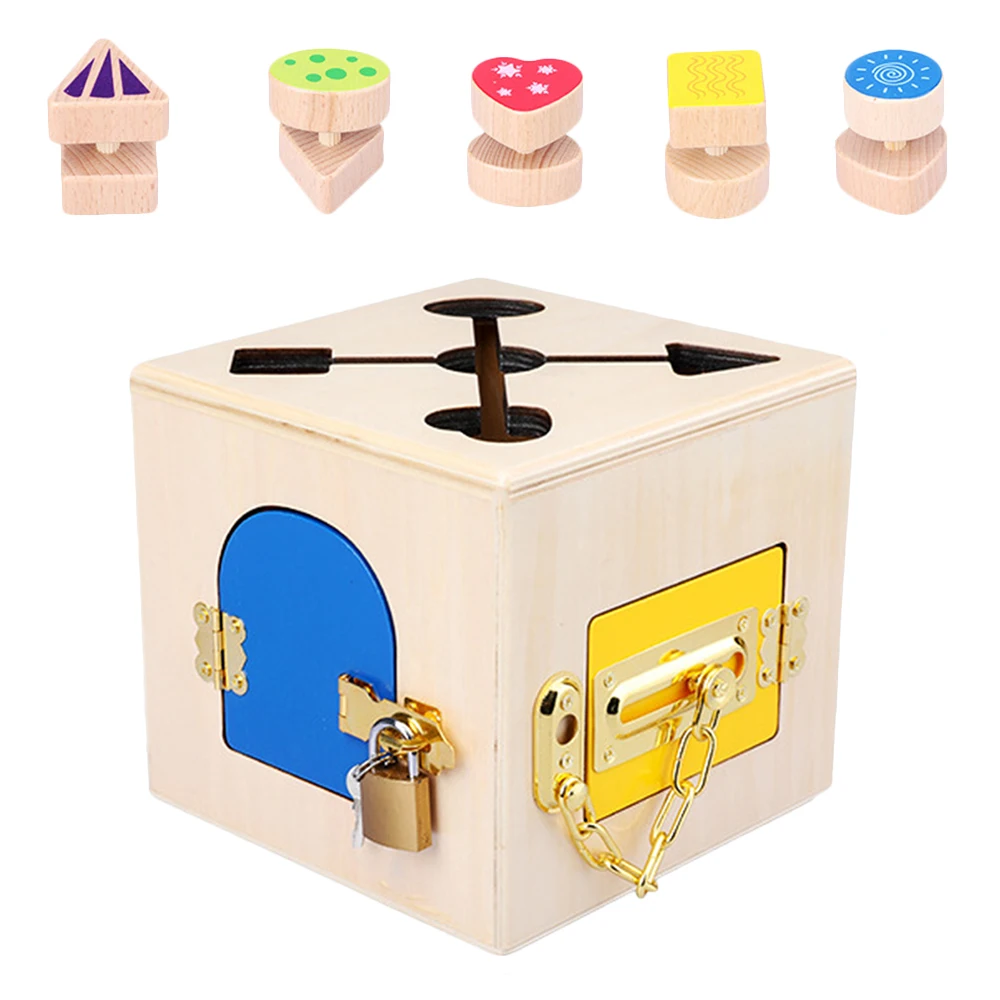 Wooden Montessori Toys Practical Lock Box Toy Montessori Materials Education Wooden Sensory Toys 3 Years Children