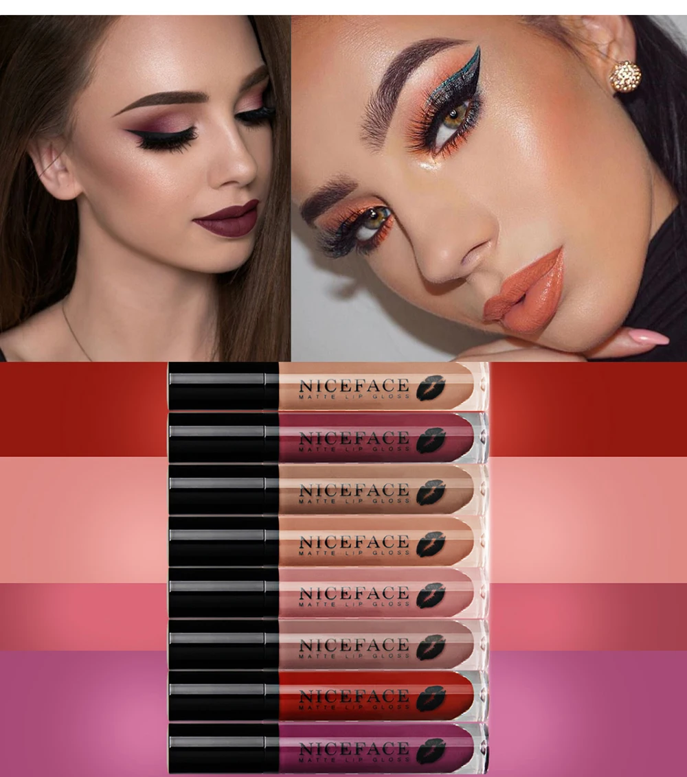 

NICEFACE Matte Lipstick Lips Moisturizer Matte Lip Gloss Beauty Makeup Cosmetics Non-stick cup Liquid Lipstick 12 Colors TSLM2