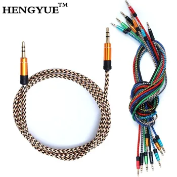 

HENGYUE 200pcs/lot 1m 3.5mm Audio Aux Fabric Braided Cable For touch4 touch5 mp3 mp3 mp5