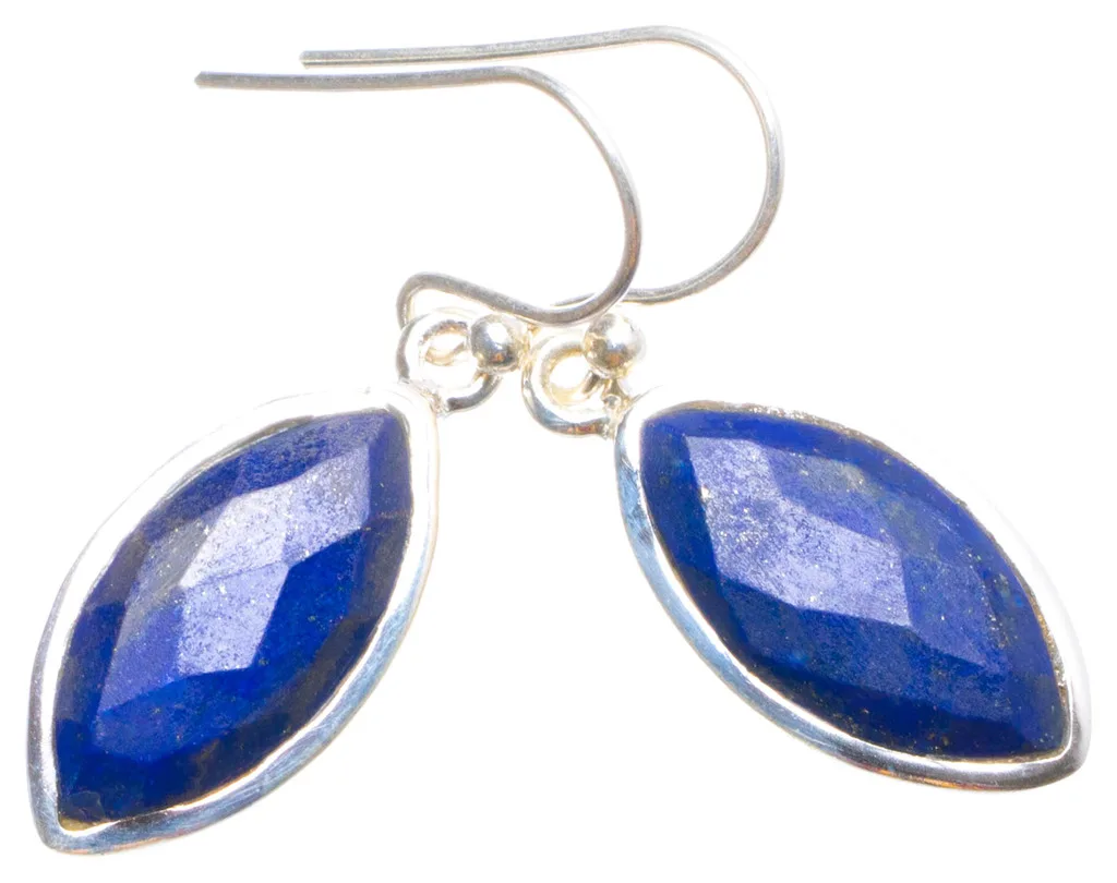 

Natural Lapis Lazuli Handmade Unique 925 Sterling Silver Earrings 1.25" X4237
