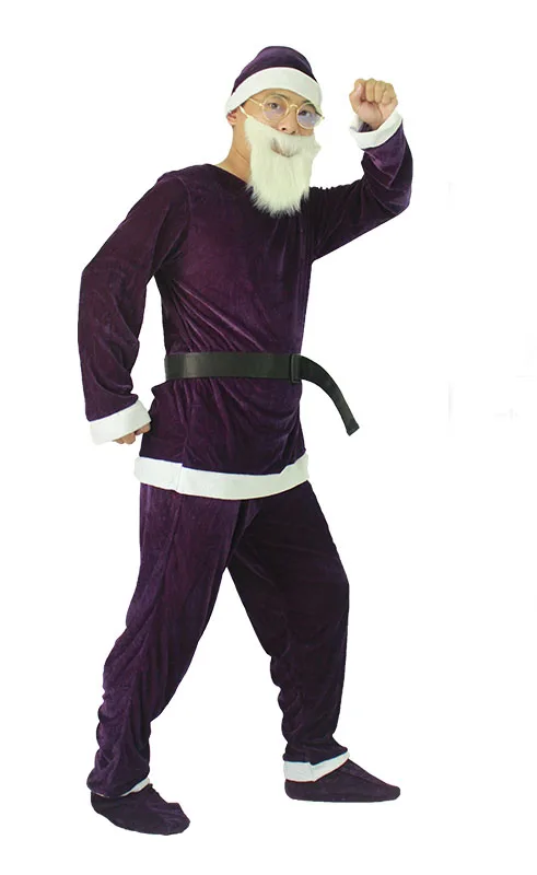 Взрослый человек Санта костюмы гномов полный комплект карнавал фестиваль с длинным рукавом флис сценический Наряд - Цвет: Adult Purple