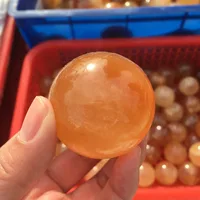 50mm Natural Citrine Calcite Quartz Crystal Sphere Ball Healing Gemston 1