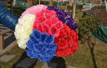 

Artificial Rose Bush Flower 35cm/13.78" 10Pcs Roses Camellia for DIY Wedding Bridal Bouquet Party Home Decor 6 Colors