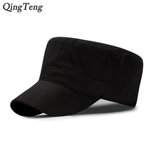Новинка, Весенняя простая однотонная хлопковая кепка с плоским верхом, кепка для мужчин и женщин, регулируемая охотничья армейская Кепка