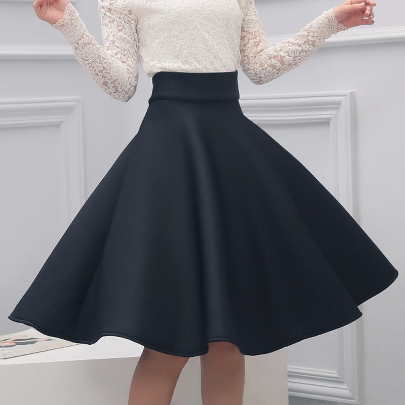 Women Skirt High Waisted Autumn Winter Grown Place Umbrella Skirt Retro ...