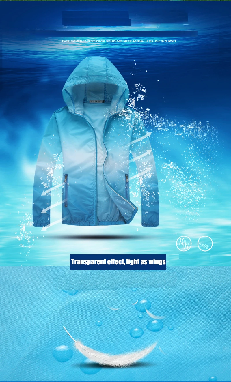 Men&Women Quick-drying Hiking Jacket new Waterproof Sunscreen UV Outdoor Sports Camping Hiking Jacket Windbreaker Dripship