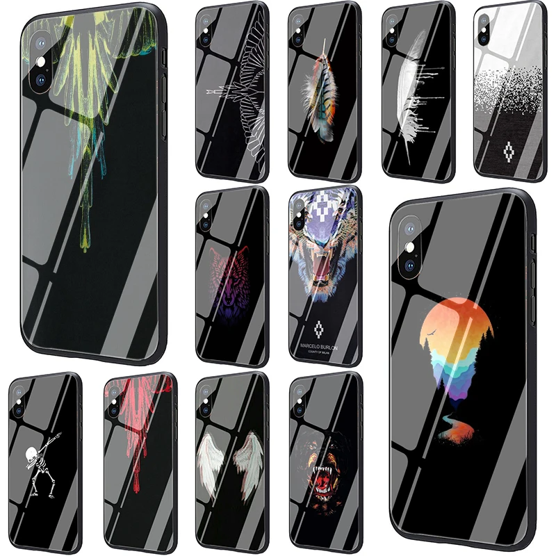 

Marcelo Burlon Tempered Glass Phone case for iphone 5 5s SE 6 6s 7 8 Plus X XR XS 11 Pro Max