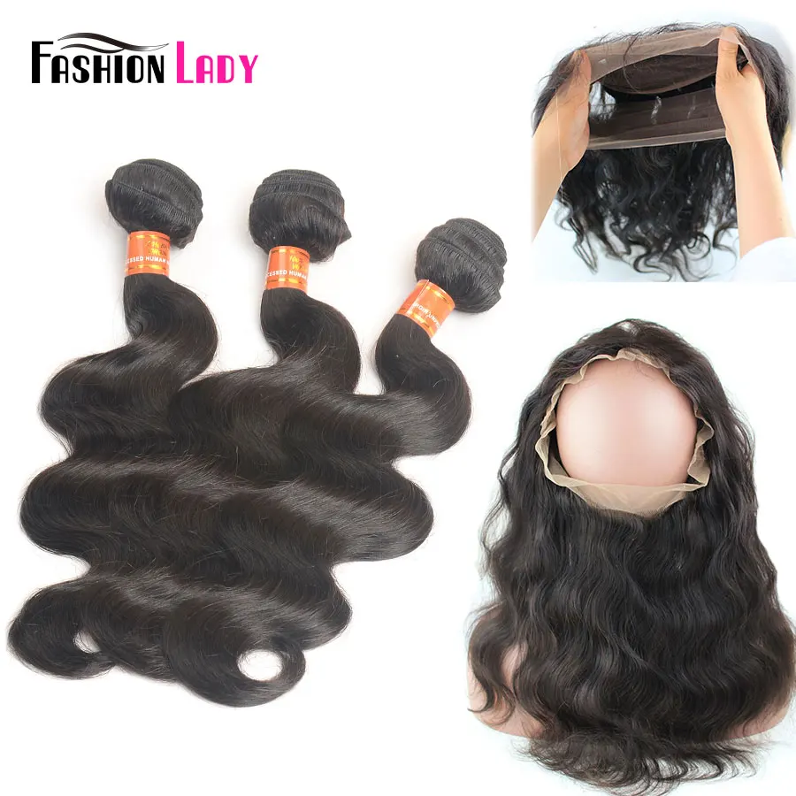 Fashion Lady Pre-Colored Remy Brazilian Hair Weave Bundles With 360 Frontal Closure 3 Bundles Human Hair Body Wave bundles brazilian-body-wave-hair-bundles