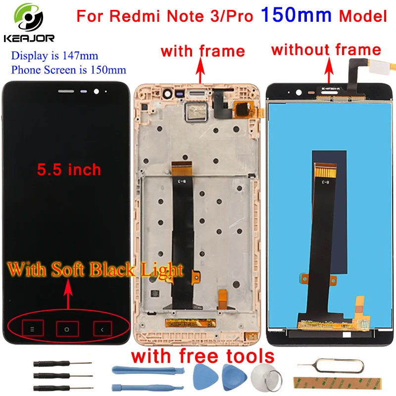 Цена Для Xiaomi Redmi Note 3 ЖК дисплей + сенсорный экран + рамка дигитайзер панель аксессуары для планшета для Redmi Note 3 Pro Prime 150 мм 5,5 дюйма