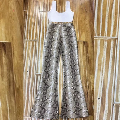 top and pants Новые пикантные 2 Pieces в стиле «пэчворк» Модный комбинезон с v-образным вырезом без рукавов с открытой спиной Boot Cut Клубная одежда знаменитостей вечерние - Цвет: top and pants
