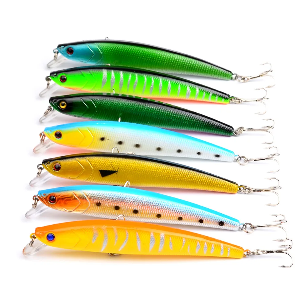 New 7pcs/set 10G 11.5CM 6 hooks Minnow plastic artificial hard baits