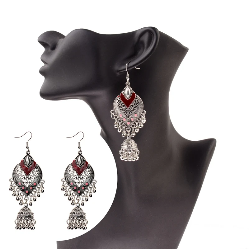 DOUVEI индийские ювелирные изделия Jhumka серебряные полые колокольчики Эффектные