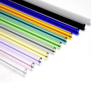 

20cm/7.9inch Reusable Eco Borosilicate Glass Drinking Straws Clear Colored Straight Straw for Milk Cocktail