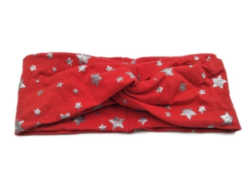 

T175320 Fashion stretchy NEW silver star printed cottton turban hair accessory for women warmth headband for women design custom