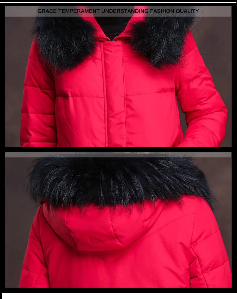 AYUNSUE,, новая модная зимняя куртка на 90% утином пуху, Женская парка, длинная, с капюшоном, натуральный мех пакон, Abrigos Mujer LX1054