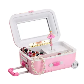 

Suitcase Style Music Box Jewelry Storage Box Rotating Ballerina Girl for Kid Toys Gift FPing