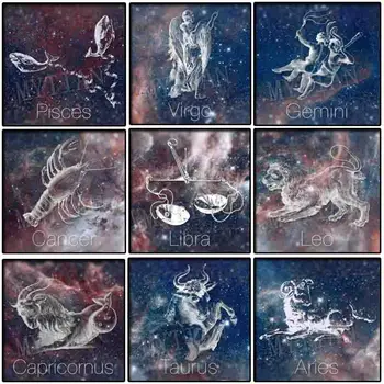 

full square/round 5D diy diamond painting 12 Zodiac constellation Starry sky embroidery pattern cross stitch mosaic wall sticker