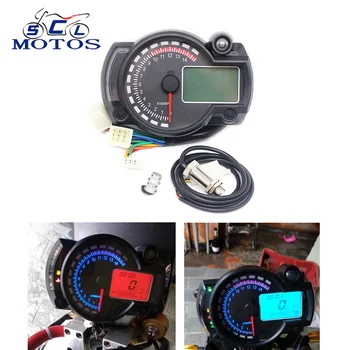 

Sclmotos- Universal Motorcycle Odometer LCD Gauge Digital Speedometer Tachometer Gauge RPM 15000 for 8-22 inch wheel Racing