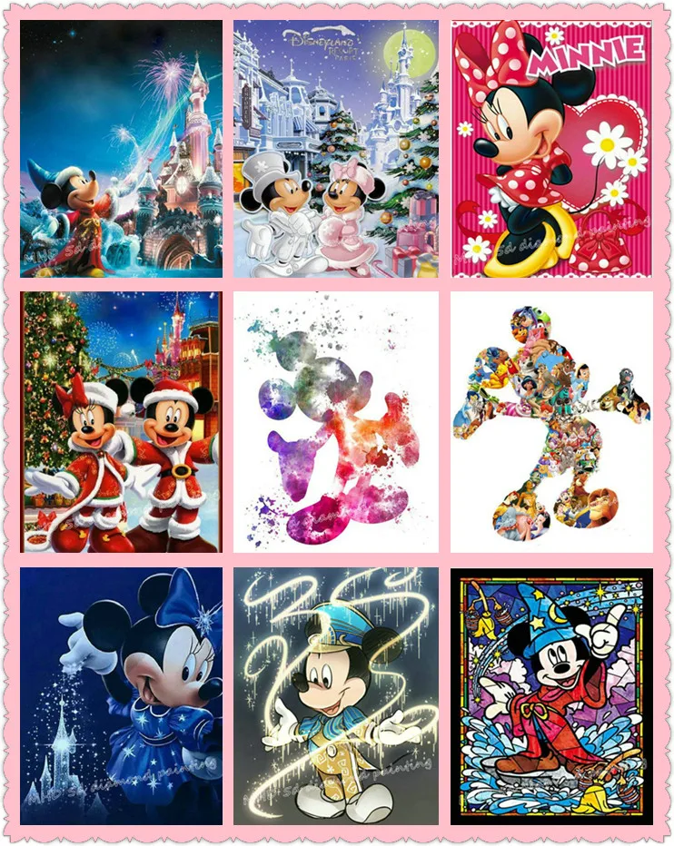 

5D DIY Diamond Painting Cross Stitch Cartoon Minnie Square Diamond Embroidered Mickey Mouse Round Diamond Mosaic