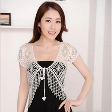 Размера плюс модные Для женщин короткий рукав крючком Болеро Кружева выдалбливают много цветов свитер накидка кардиган shurg w309