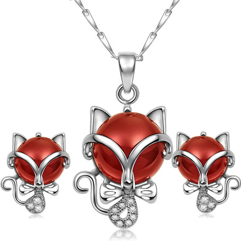 

Christmas presents 100% high quality 925 silver jewelry fashion personality lovely fox for women high quality free shipping
