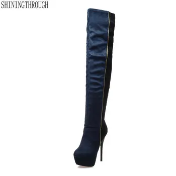 

New high heel platform Boots women Sexy over the knee high women snow boots women's fashion winter thigh high boots shoes woman