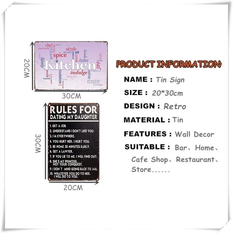 Семейные Правила любви стиль винтаж жестяная вывеска бар паб кафе клуб магазин домашний Настенный декор металлический постер в стиле ретро