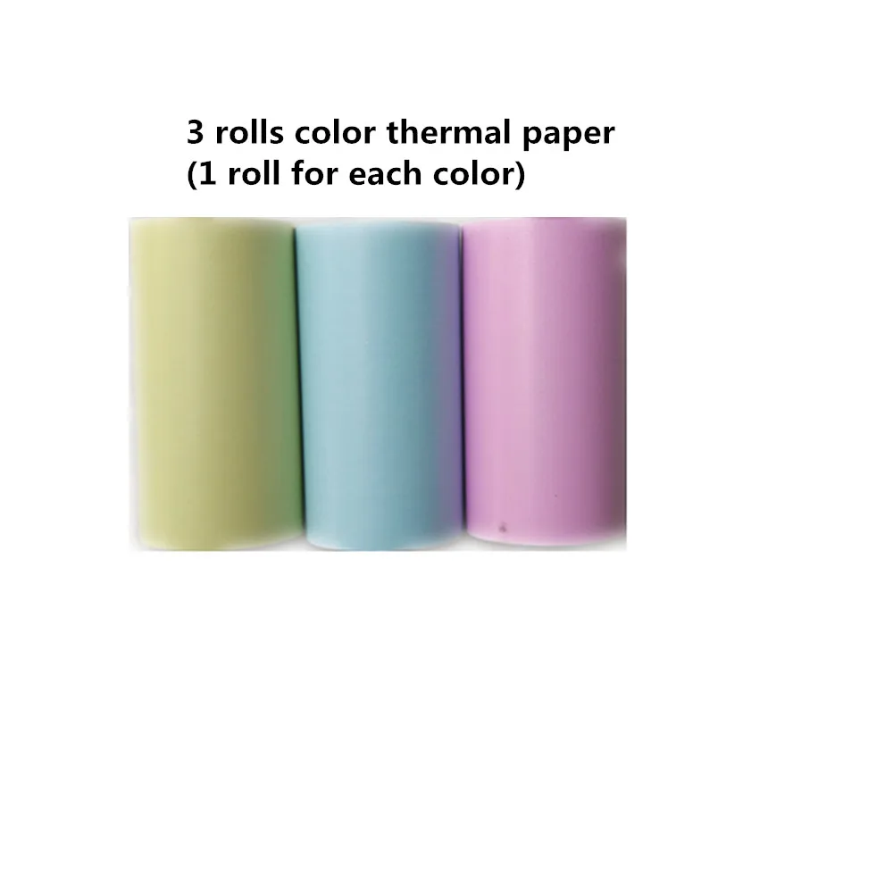 peripage printer thermal paper 3 rolls for each color pink