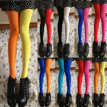 

Hot Women Patchwork Color Footed Tights Stretchy Pantyhose Stockings Elastic KLL Two Color Solid Stocking Woman Tights