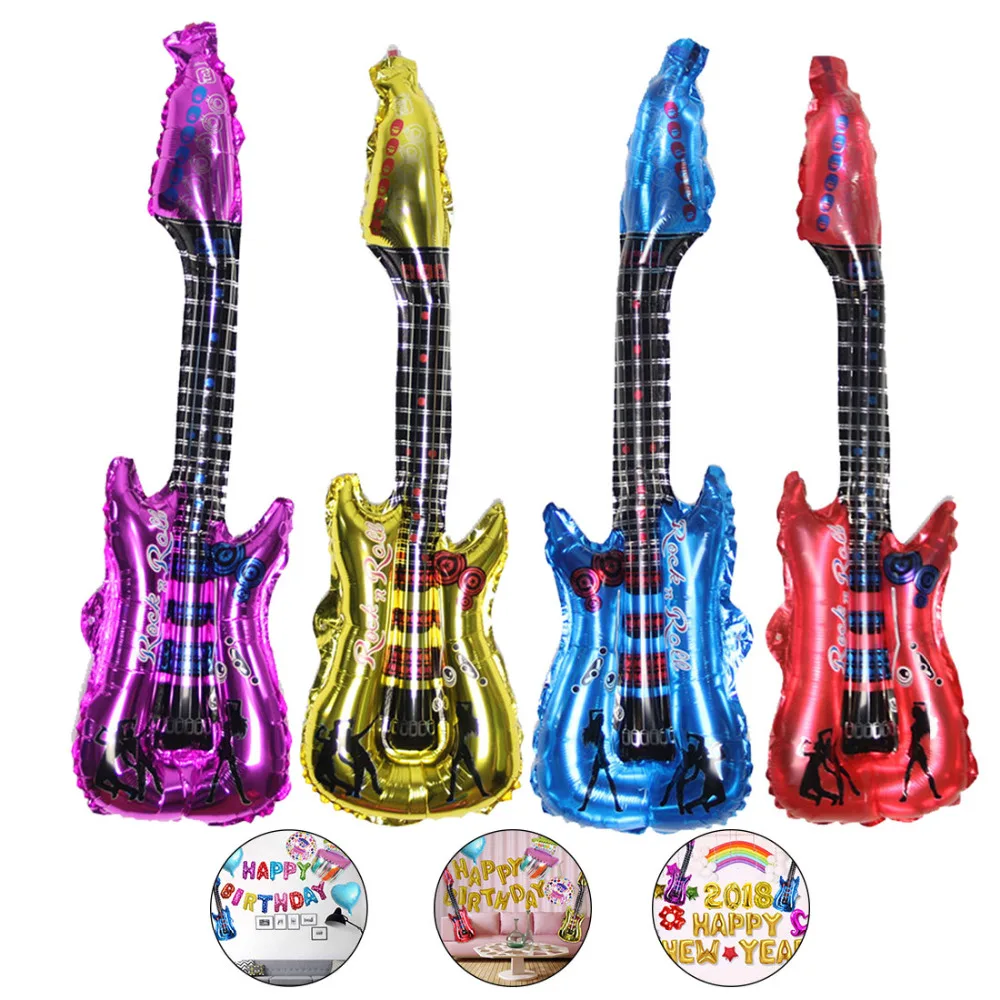 

4 Colors 1pcs/lot 85x30cm cartoon guitar balloons inflatable air globo party supplies kids toys birthday ballon classic toy